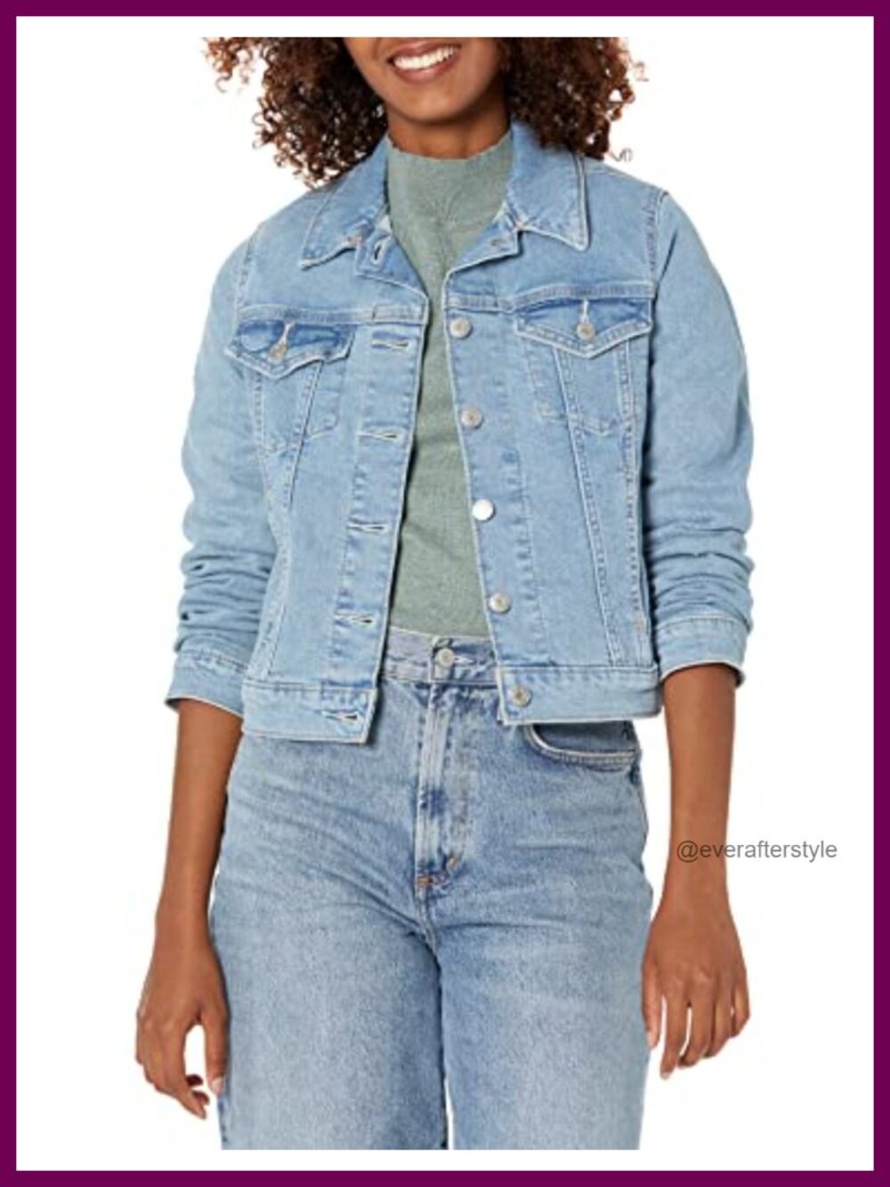 Stretch Denim Trucker Jacket Fitted Vintage Style